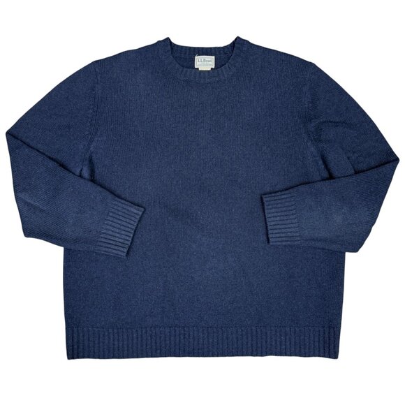 EUC Men's L.L. BEAN 100% Wool Shetland Crewneck Sweater Navy | Size XLR - Picture 4 of 7